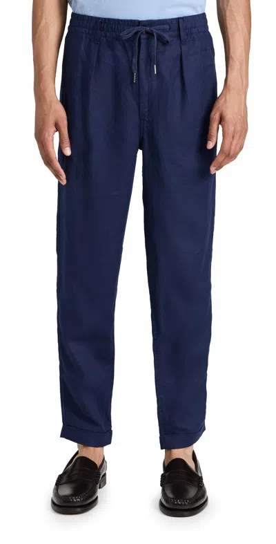 Polo Ralph Lauren Pleated Trousers With Drawstring Waist In Blue