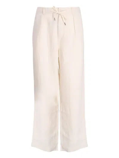 Polo Ralph Lauren Drawstring Linen Trousers In Neutral
