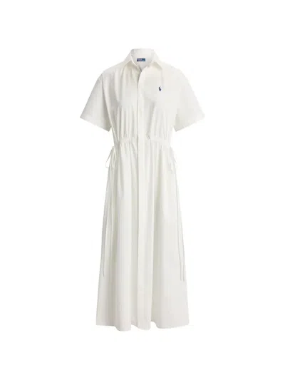 Polo Ralph Lauren Cotton Polo Pony Midi Shirt Dress In White