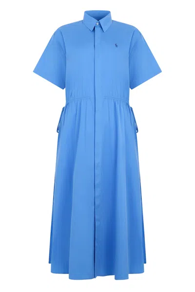Polo Ralph Lauren Drawstring Midi Dress With Pockets In Blue