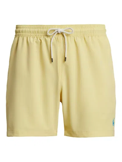 Polo Ralph Lauren Traveler Icon Logo Slim Fit Mid Swim Shorts In Yellow