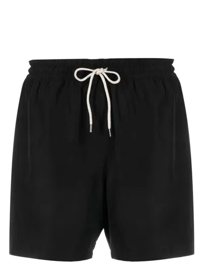 Polo Ralph Lauren Drawstring Waist Logo-patch Shorts In Schwarz