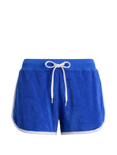 Polo Ralph Lauren Womens Gala Blue Terry Drawstring-waist Cotton-blend Shorts Xs