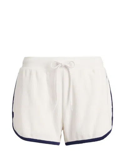 Polo Ralph Lauren Womens White Terry Drawstring-waist Cotton-blend Shorts