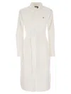 Polo Ralph Lauren Linen Shirt Dress With Long Sleeves And Waist Tie In White