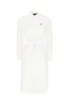 Polo Ralph Lauren Linen Shirt Dress With Long Sleeves And Waist Tie In White