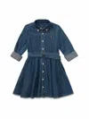 Polo Ralph Lauren Girl's Belted Fit-and-flare Denim Shirtdress In Blue