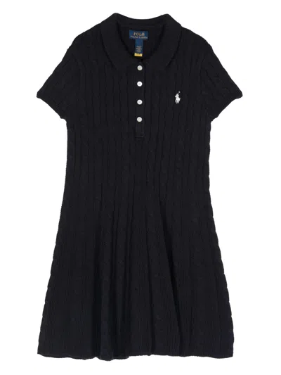 Polo Ralph Lauren Classic Cable Knit Mini Dress For Girls In Blue