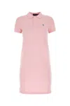 Polo Ralph Lauren Piquet Dress With Short Sleeves And Collar In Pink