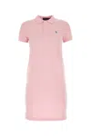 Polo Ralph Lauren Piquet Dress With Short Sleeves And Collar In Pink