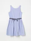 Polo Ralph Lauren Sleeveless Belted Chambray Dress In Blue