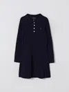 Polo Ralph Lauren Girls 2t-6x Mini-cable Long Sleeves Sweater Dress In Blue