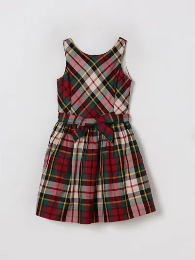 Polo Ralph Lauren Kids' Plaid Bow Dress In Red