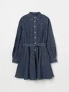 Polo Ralph Lauren Kids' Belted Denim Shirtdress In Navy