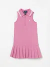 Polo Ralph Lauren Pleated Stretch Mesh Polo Dress In Pink