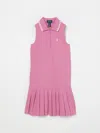 Polo Ralph Lauren Pleated Stretch Mesh Polo Dress In Pink