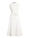 Polo Ralph Lauren Belted Cotton Sleeveless A-line Dress In White