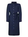 Polo Ralph Lauren Button-down Belted Shirtdress In Blue