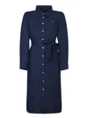 Polo Ralph Lauren Button-down Belted Shirtdress In Blue