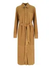 Polo Ralph Lauren Maxi Chemisier In Soft Brown Suede In Gold