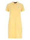 Polo Ralph Lauren Knee Length Dress With Polo Collar And Short Sleeves In Yellow