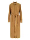 Polo Ralph Lauren Maxi Chemisier In Soft Brown Suede In Gold