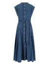 Polo Ralph Lauren Womens Indigo Belted Sleeveless Denim Midi Dress In Blue