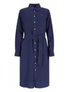 Polo Ralph Lauren Button-down Belted Shirtdress In Blue