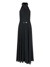 Polo Ralph Lauren Halter Neck Belted Waist Sleeveless Maxi Dress In Black