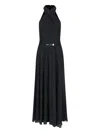 Polo Ralph Lauren Halter Neck Belted Waist Sleeveless Maxi Dress In Black