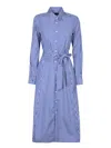 Polo Ralph Lauren Ashton Long Sleeve Tie Waist Shirtdress In Blue
