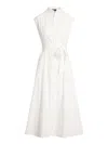 Polo Ralph Lauren Belted Cotton Sleeveless A-line Dress In White