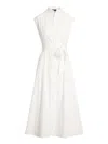 Polo Ralph Lauren Belted Cotton Sleeveless A-line Dress In White