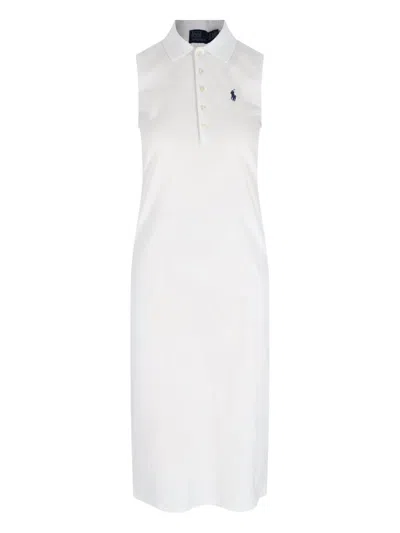 Polo Ralph Lauren Logo Midi Dress In White