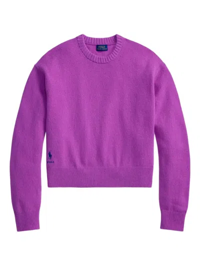 Polo Ralph Lauren Dropped Shoulder Wool Sweater In Purple