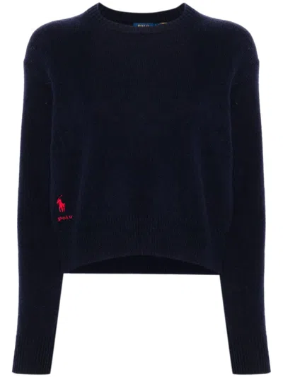 Polo Ralph Lauren Dropped Shoulder Wool Sweater In Blue