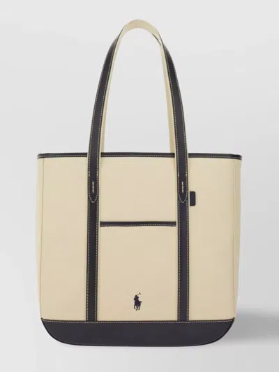 Polo Ralph Lauren Dual Handles Contrast Trim Front Pocket Tote Bag