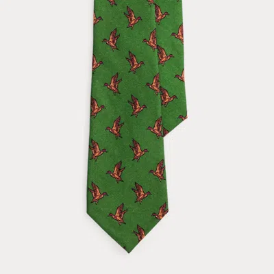 Polo Ralph Lauren Duck-print Wool Challis Tie In Green