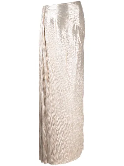 Polo Ralph Lauren Duvall Crinkled Metallic Maxi Skirt In Neutral