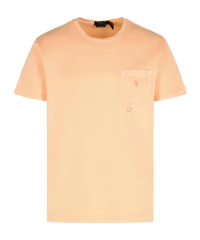 Polo Ralph Lauren Cotton Polo Pony Pocket T-shirt In Orange