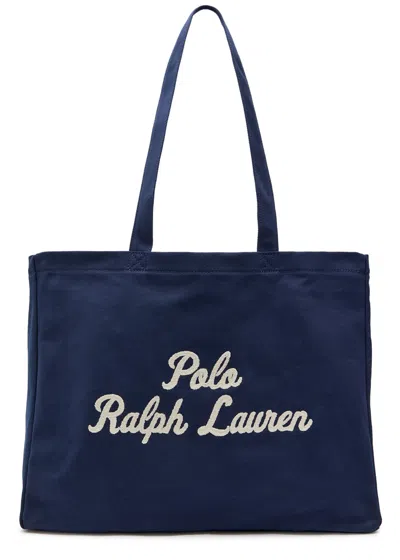 Polo Ralph Lauren East West Large Logo-embroidered Canvas Tote Bag In Blue