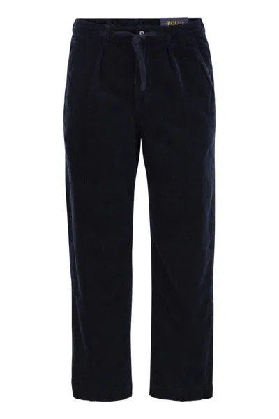 Polo Ralph Lauren Easy Trouser Pleated 8w Corduroy In Blue