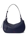 Polo Ralph Lauren Ebbled Pony Leather Shoulder Bag In Blue