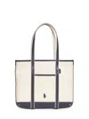 Polo Ralph Lauren Ecru Small Shopper Tote In Blue