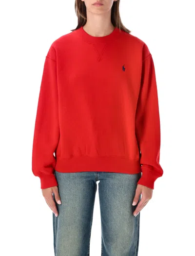 Polo Ralph Lauren Effortless Timeless Cotton Fleece Sweatshirt With Embroidered Pony In Very Red