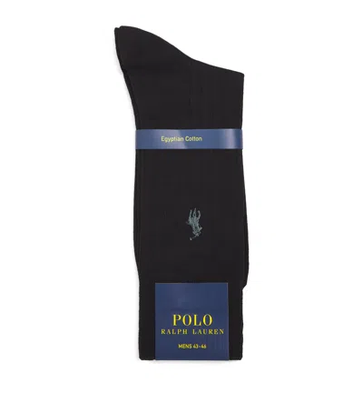 Polo Ralph Lauren Egyptian Cotton-blend Polo Pony Socks In Black