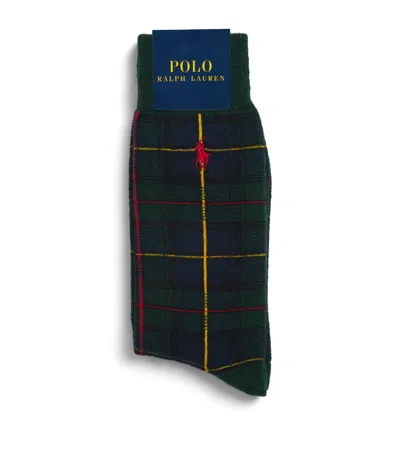 Polo Ralph Lauren Egyptian Cotton-blend Hudson Ankle Socks In Green