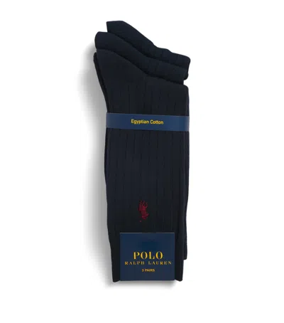 Polo Ralph Lauren Egyptian Cotton-blend Hudson Ankle Socks In Navy