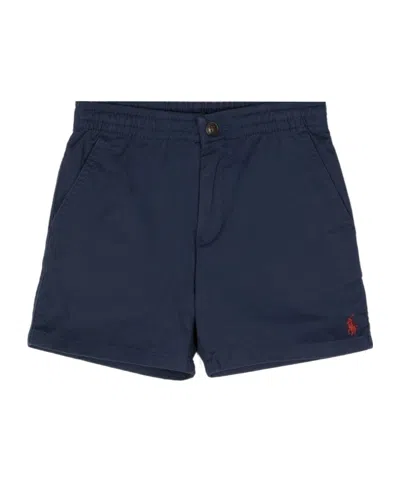 Polo Ralph Lauren Elastic Waist Shorts In Blue