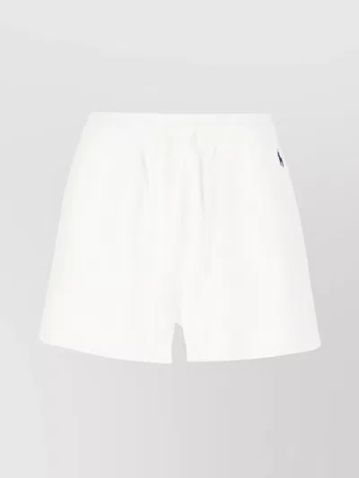 Polo Ralph Lauren Elastic Waistband Cotton Blend Shorts In White